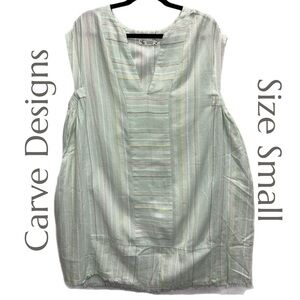 Carve Designs - Mint Green Multi-Stripe 100% Organic Cotton Tunic Top - Small